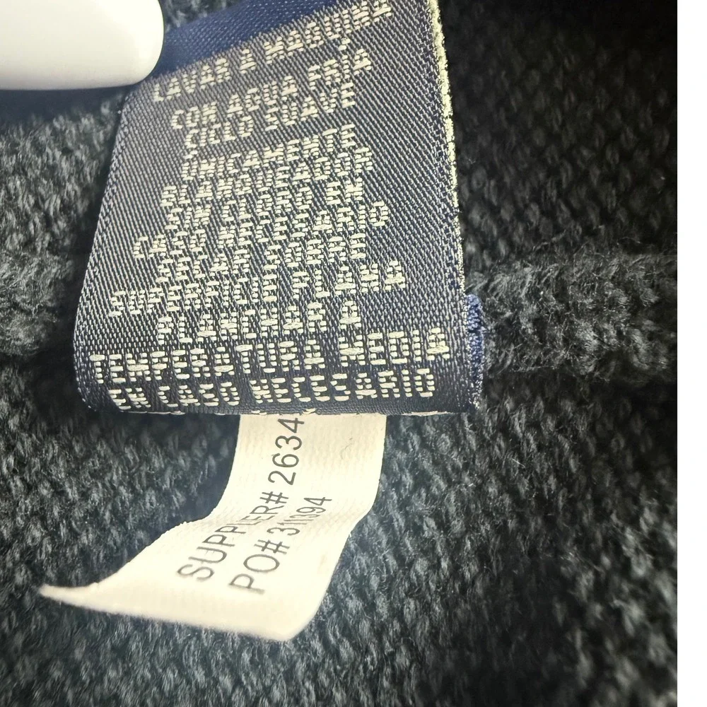 Vintage Polo Jeans Co Ralph Lauren Mens XL Black Cotton Quarter Zip Flag Sweater